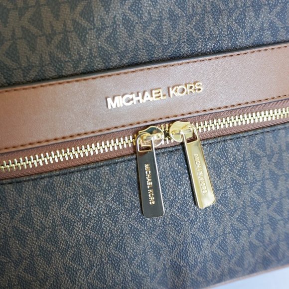 Michael Kors Kenly M Backpack PVC Leather MK Brown - Picture 5 of 11